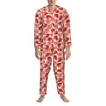 thumbnail image 3 of Honeii Cute Strawberry Pattern Mens Pajamas Set,2pcs Men's Lounge Long Sleeve Sleep Shirt and Pajama Bottoms Sleepwear Set,Mens Pjs Sets-Medium, 3 of 7