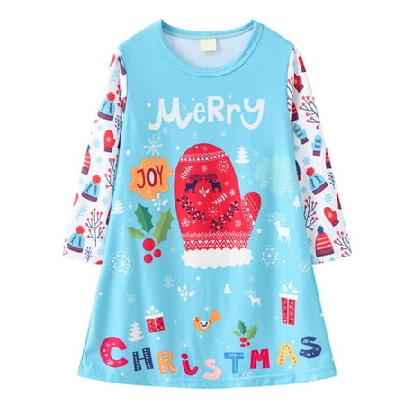 

Aompmsdx Toddler Baby Kids Girls Christmas Print Party Dress Princess Dresses Clothes Christmas Party Dresses