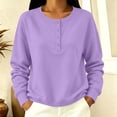thumbnail image 7 of ZHYou Womens Long Sleeve Sweatshirts Henley Half Button Collared Loose Fit Drop Shoulder Casual Pullover Tops,Purple,Size S, 7 of 7