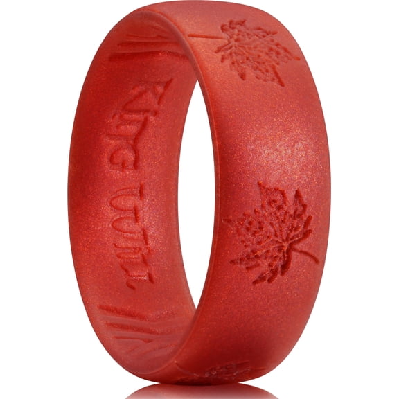 King Will Silicone Wedding Rings For Men Women, 8mm Wide 2.2mm Thick Viking Men Ring Tree of Life Rune Design Rubber Wedding Bands, Black & Gray, Breathable Comfort Fit Size 7