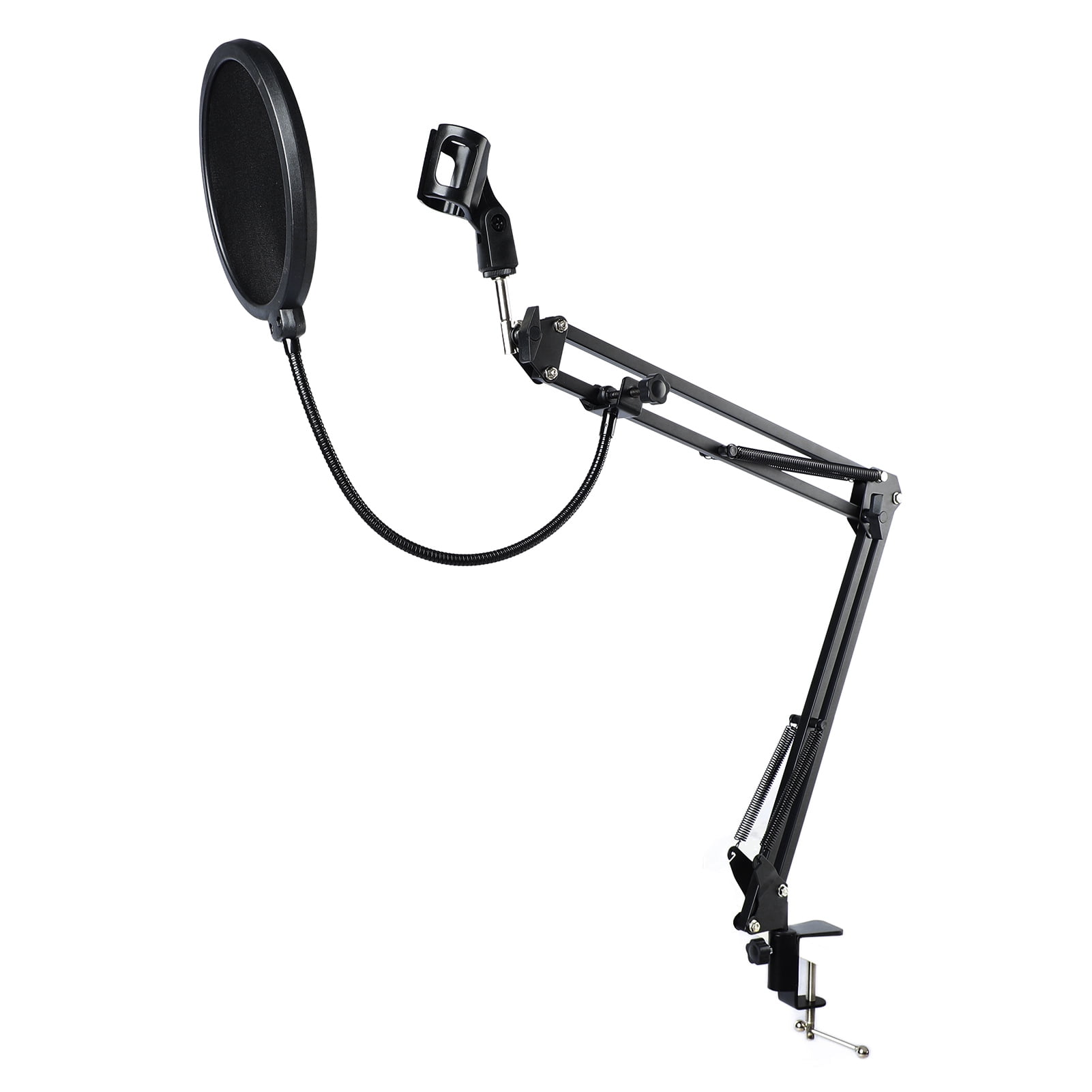 NFTIGB Adjustable Microphone Boom Arm Stand Set, Heavy Duty Suspension Scissor Mic Stand with Anti-Spray Net and Iron Base