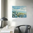 thumbnail image 4 of JRXY  Flowers Wall Art Canvas White Daisy Floral Painting Blue Coastal Landscape Picture, Modern Large Size Framed Artwork for Living Room Bedroom Bathroom Dinning Room Home Wall Decor picture 2, 4 of 6