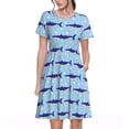 thumbnail image 1 of Balery Cute Shark Vestidos sueltos de manga corta para mujer, vestidos de verano 2025, vestidos casuales de corte A con vuelo., 1 of 6