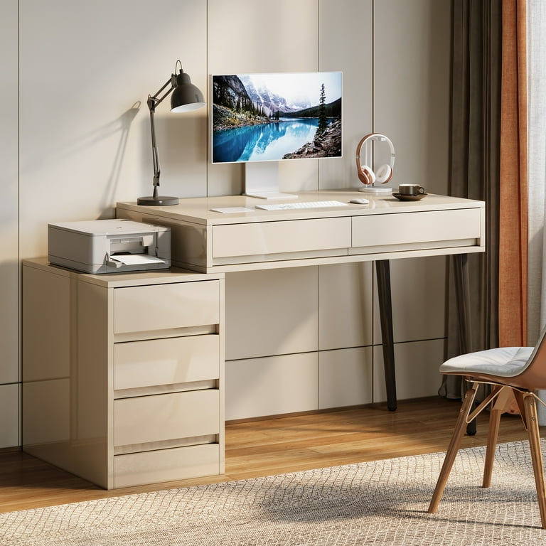 White desk with printer storage discount