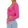 thumbnail image 4 of Coduop Women's Long Sleeve Corset Crop Tops Lace Patchwork Slim Fit Bustier T-Shirts, 4 of 6