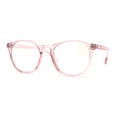 thumbnail image 2 of Round Keyhole Thin Plastic Horn Rim Blue Light Filtering Computer Glasses Pink, 2 of 4