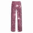 thumbnail image 4 of ClodeEU Womens Sequin Wide Leg Pants,Elastic Waisted Sparkly Glitter Pant For Party Pink,Womens Plus M, 4 of 5