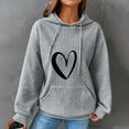 thumbnail image 2 of Virmaxy Women's 2024 Christmas Waffle Knit Hoodie Crew Neck Heart Print Pullover Shirt Long Sleeve Sweatshirt with Pockets Gray-7 L, 2 of 3