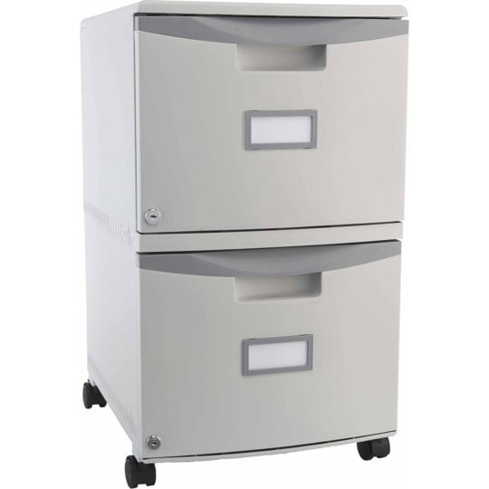 Gray/Gray Storex 2-Drawer Mobile File Cabinet With Lock and Casters Legal/Letter