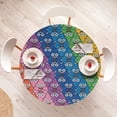thumbnail image 3 of Ambesonne Poop Emoji Fitted Round Tablecloth, Rainbow Pile of Poo Art, 40"- 44" Diameter, Sea Green Pale Purple, 3 of 4