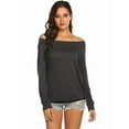 thumbnail image 2 of Women'S Long Sleeve Boat Neck Off Shoulder Blouse Tops Dark Gray L, 2 of 6