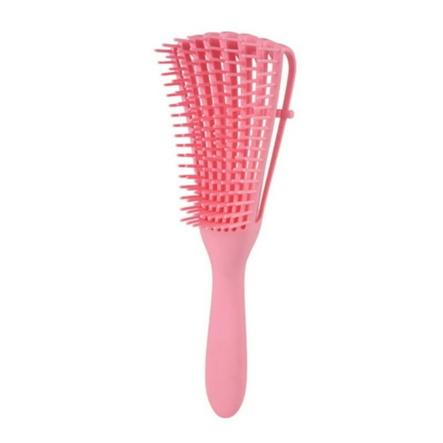 Cepillo desenredante de 8 filas, ergonómico, extraíble, universal, portátil, cepillo de masaje para desenredar el cabello para mujeres, color rosa