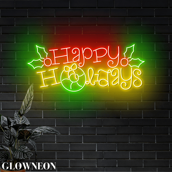Glowneon Happy Holidays Neon Sign For Christmas Decor New Year Decor