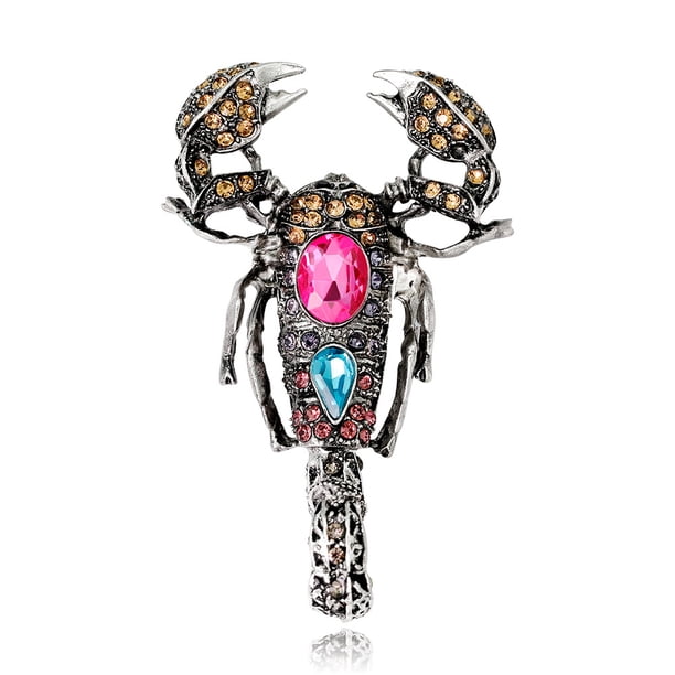 Broche con forma de escorpión, accesorio de ropa delicada, joya de diamantes de imitación de cristal, regalo personalizado, Día de Todos los Santos