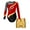 Red&Gold, variant on Kids Girls Dance Gymnastic Outfits Sets Rhinestone Long Sleeve Leotard with Metallic Athletic Shorts Set Hot Pink&Silver 14