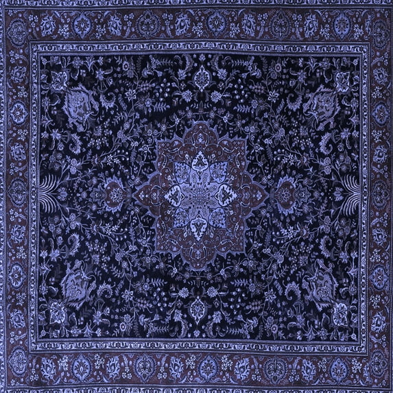 Ahgly Company Indoor Square Medallion Blue Traditional Area Rugs, 6' Square