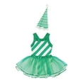thumbnail image 6 of iiniim Girls Christmas Dance Striped Sleeveless Ballet Tutu Dress with Hat Set Green 16, 6 of 7