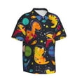 thumbnail image 2 of Easygdp Dinosaurs in Space Men's Hawaiian Shirts Print Lapel Short Sleeve for Beach, vacation, party, casual occasions - 3X-Large, 2 of 9