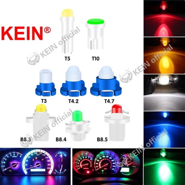 KEIN Medidor Bombilla T10 Led T5 T4.7 T4.2 T3 B8.3 B8.4 B8.5 194 W5W 168 501 Neo Cuña Coche Lámpara COB Instrumento De Salpicadero Moto Indicador De Matrícula huangjie unisex