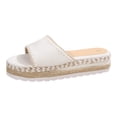 thumbnail image 6 of Rokment Women's Boho Espadrilles Platform Beach Slides Sandals 2026 Summer Casual Ethnic Retro Stitching Suede Open Toe Chunky Footbed Slip on Dress Slippers for Woman White Size 6, 6 of 7