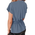 thumbnail image 3 of Camisa informal de manga corta, blusas abotonadas para mujer, camisa de color puro para mujer, ropa para mujer confeccionada con cuidado, 3 of 5