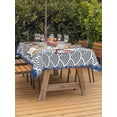 thumbnail image 2 of Outdoor Tablecloth with Umbrella Hole and Zipper, Japanese Cute Dogs Rectangle Table Cloth 54x80 Inch Waterproof Tablecloth, Navy Blue Modern Abstract Waves Picnic Table Cover for Patio Camping, 2 of 7