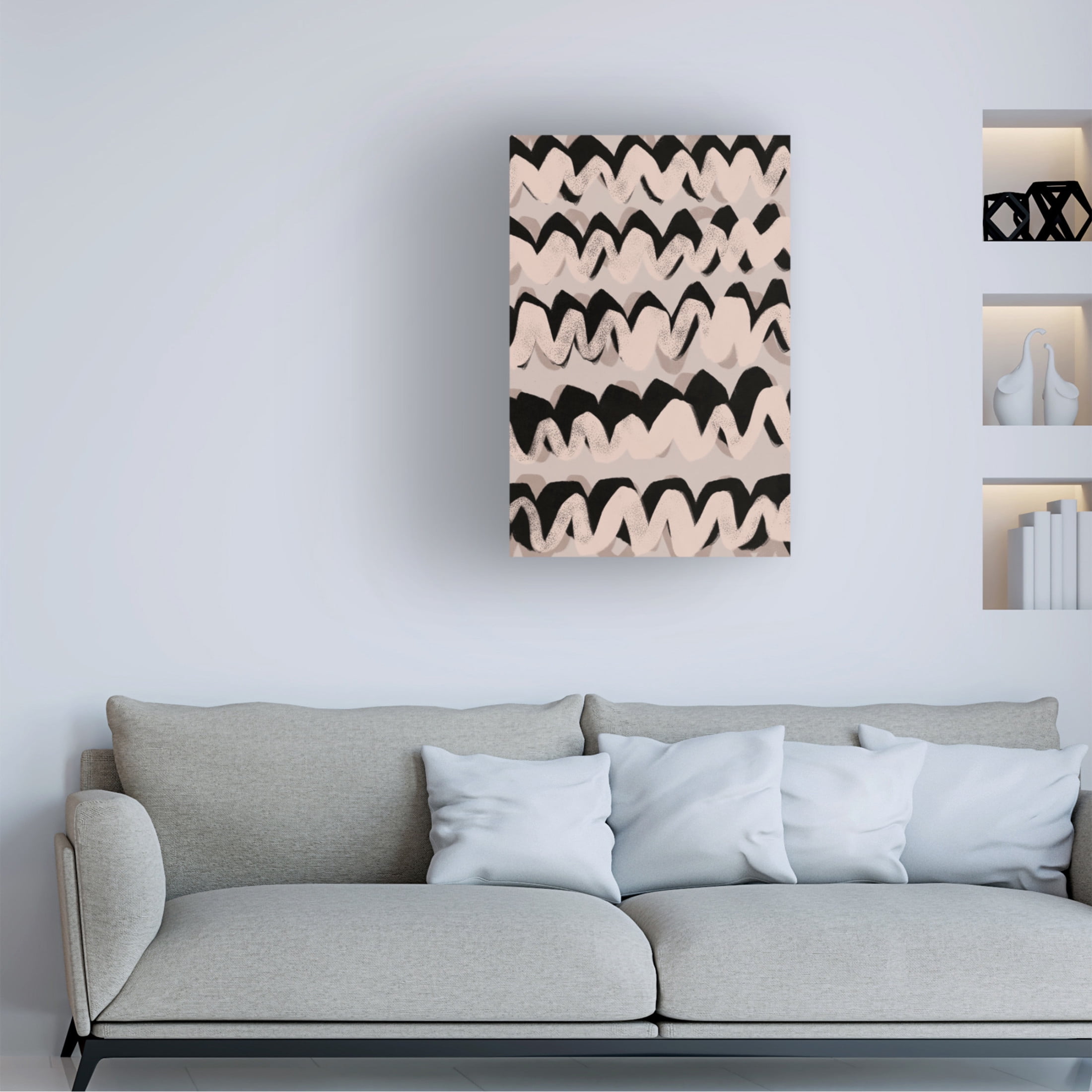 Canvas Wall Art - Treechild 'Sprayed Beige Waves Pattern' Wall Art for Living Room, Bedroom, or Office D?cor by Trademark Fine Art - 16 x 24 Inches