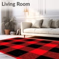thumbnail image 2 of ODIKA 5'x7' Machine Washable Non-Slip Area Rug, Holiday Tartan Motif with Bold and Black Checkered Arrangement High Traffic Rug, Red, 621197, 2 of 7