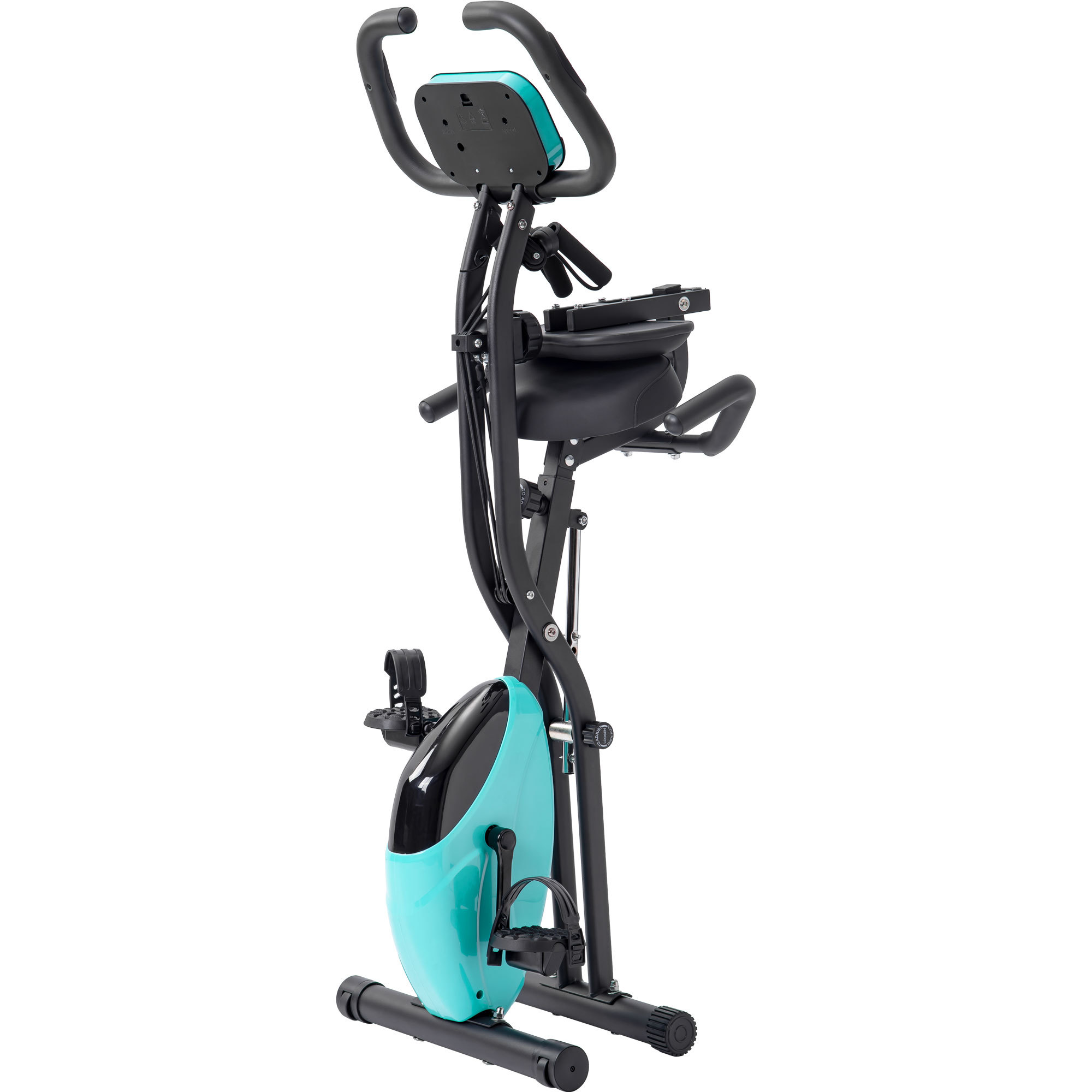 Jopath Folding Exercise Bike, Fitness Upright And Recumbent X-Bike With 16-Level Adjustable Resistance, Arm Bands And Backrest Maximum Weight 350lbs