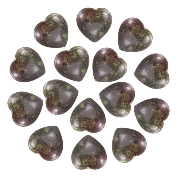 Uxcell 15 Pcs Natural Heart Shaped Crystal Stone, 0.6 Inch Mini Polished Love Gemstone Crystal, Pocket Rock Engraved Worry Stones for Women Gifts Meditation, Red Brown