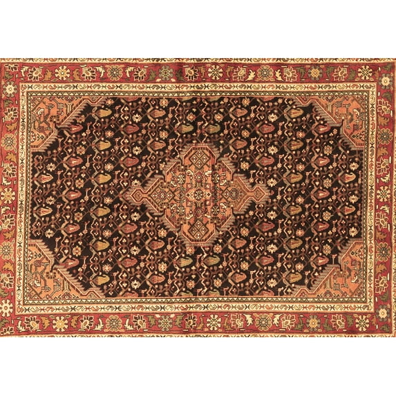 Ahgly Company Indoor Rectangle Medallion Brown Traditional Area Rugs, 5' x 7'