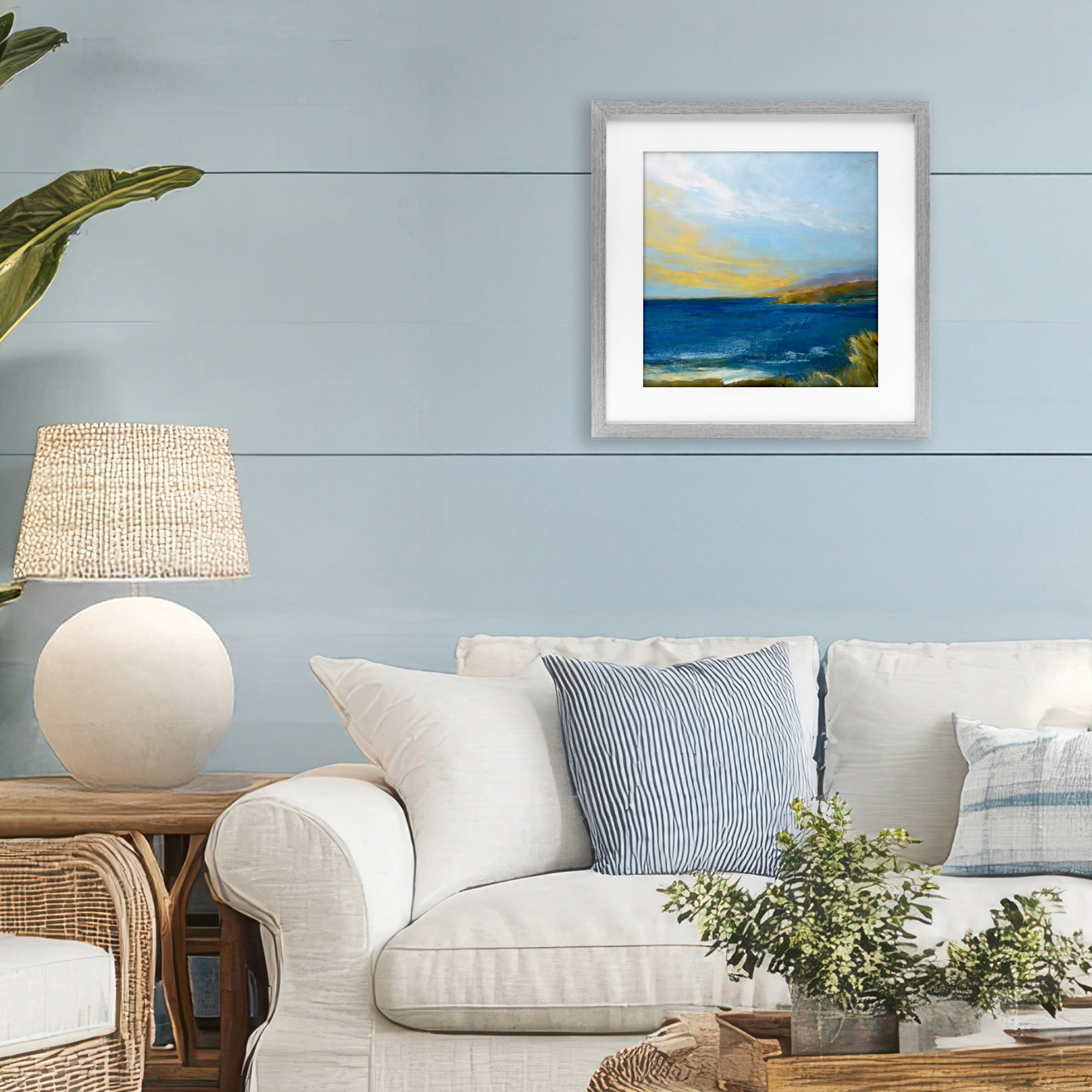 Stupell Industries Vibrant Ocean Light at Dusk Gray Framed Print Under Glass, design by Patrick Dennis