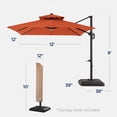 thumbnail image 2 of Best Choice Products 12x12ft 2-Tier Square Outdoor Solar LED Cantilever Umbrella w/ 360-Rotating Base   Rust, 2 of 8