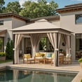 thumbnail image 5 of Vineego 10×10 ft Outdoor Pop Up Gazebo with Mosquito Netting，Double Roof Gazebo with Double Curtains for Backyard, Garden and Patio,Khaki, 5 of 7