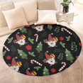 thumbnail image 4 of Black Christmas Gnome and Gift Pattern Round Blanket,Comfortable Soft Flannel Throw Blanket,All Season,Warm Lightweight Blankets for Sofa Bed Couch Living Room Chair 47"x47", 4 of 5