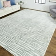 thumbnail image 4 of 8' X 10' Gray Green And Ivory Striped Distressed Stain Resistant Area Rug, 4 of 9