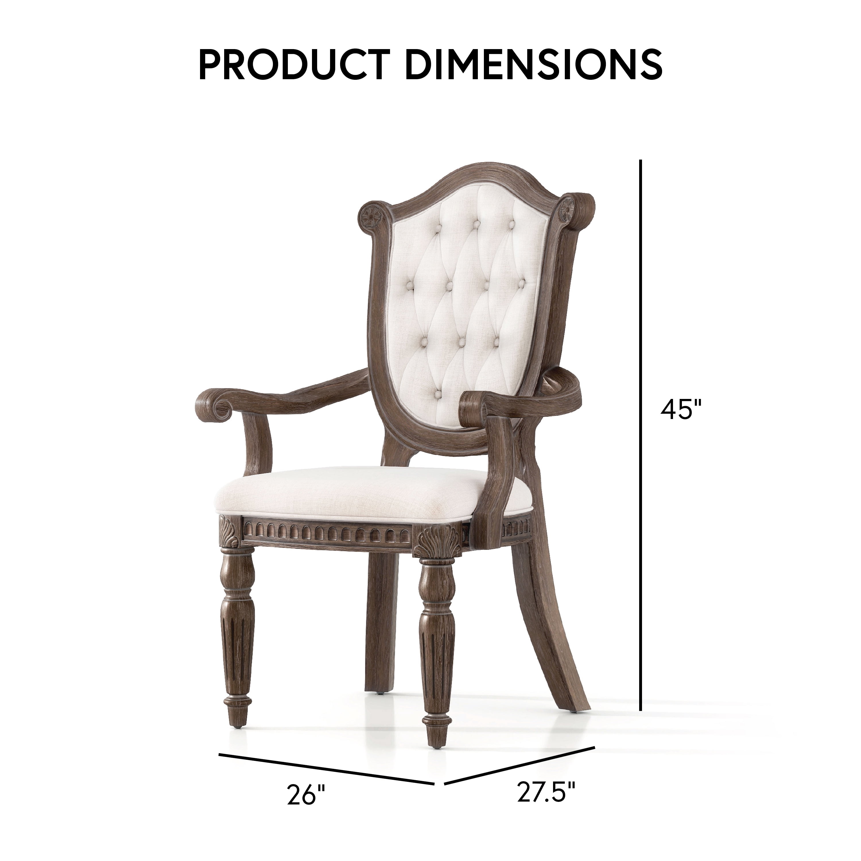 Furniture of America Feyric Rustic Solid Wood Indoor Arm Chairs, Weathered Oak (Set of 2)