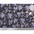thumbnail image 2 of Soimoi Tissu Georgette Poly Violet Feuilles, Insectes & Imprimé Floral Vert au Mètre 42 Pouces de Large, 2 of 3