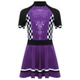 thumbnail image 3 of Yruioon Speed Race Car Driver Dress for Girls Kids Sequins Tutu Dress Sparkly Glitter Racer Dresses Purple 16, 3 of 5