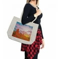 thumbnail image 2 of Cactus Shopping Bag, Abstract Desert Landscape with Mountains and Cactus Arid Country View at Sunset, Eco-Friendly Reusable Bag for Groceries Beach and More, 15.5" X 14.5", Cream, by Ambesonne, 2 of 2
