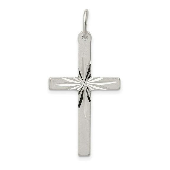 925 Sterling Silver Solid Polished and satin Religious Faith Cross Pendant Necklace Measures 36x20mm Wide - Pendant for