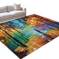 thumbnail image 2 of Strolling Couple Washable Area Rugs 3'x5', Rainy Park Street Colorful Trees Romantic Washable Throw Living Room Rug Non-Slip Sturdy Edge Binding Carpet for Indoor Entryway Bedside Kitchen, 2 of 9
