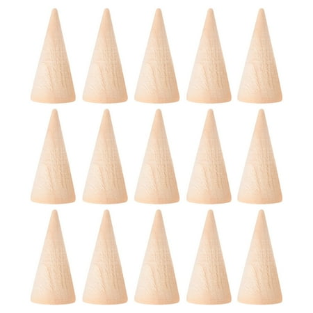 

15Pcs Durable Wood Cone Ring Holder Finger Jewelry Display Stand DIY Craft