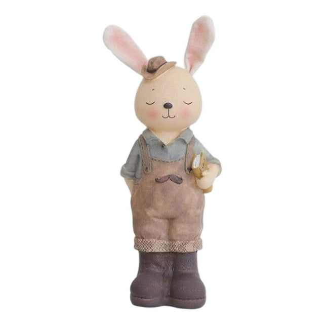 Rongfmy Creative Rabbit Statue Craft Figurines Animal Sculpture Easter male