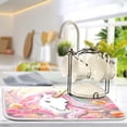thumbnail image 5 of Beautiful Flowers Unicorn Dish Drying Mat for Kitchen Counter, Ultra Absorbent Reversible Microfiber Dishes Drying Rack Pad Heat-resistant Mats 16x18in Home Decor, 5 of 7