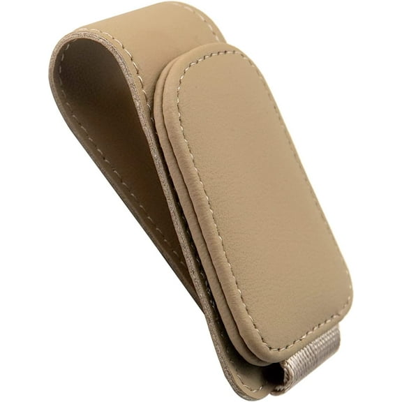Sunglass Holder for Car Visor Magnetic Leather Sunglasses Visor Clip, Glasses Eyeglass Hanger Ticket Card Clip, Car Interior Visor Accessories (Beige)