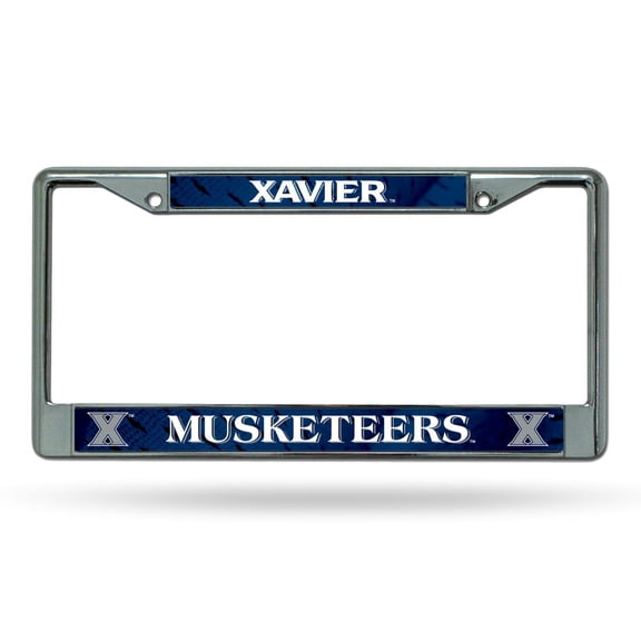 Xavier Musketeers Chrome Metal License Plate Frame