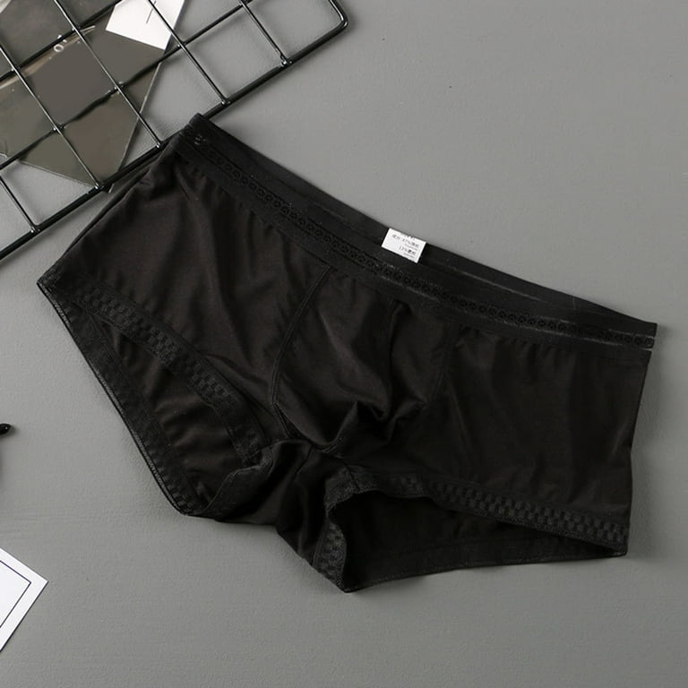 Gubotare Boxer Briefs For Men Men's Cheeky Bikini Tanga Low Rise Half Back  Coverage Brazilian Underwear,Black XXL 
