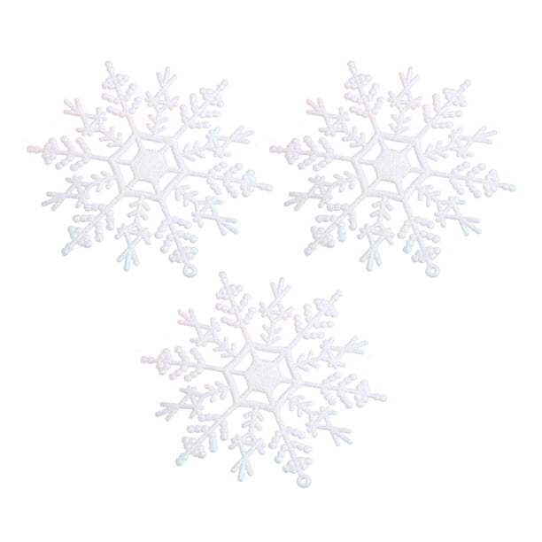 Adorno colgante para árbol de Navidad - Decoración de 12 cm de plástico blanco con copos de nieve y ciervos para hogar y regalo