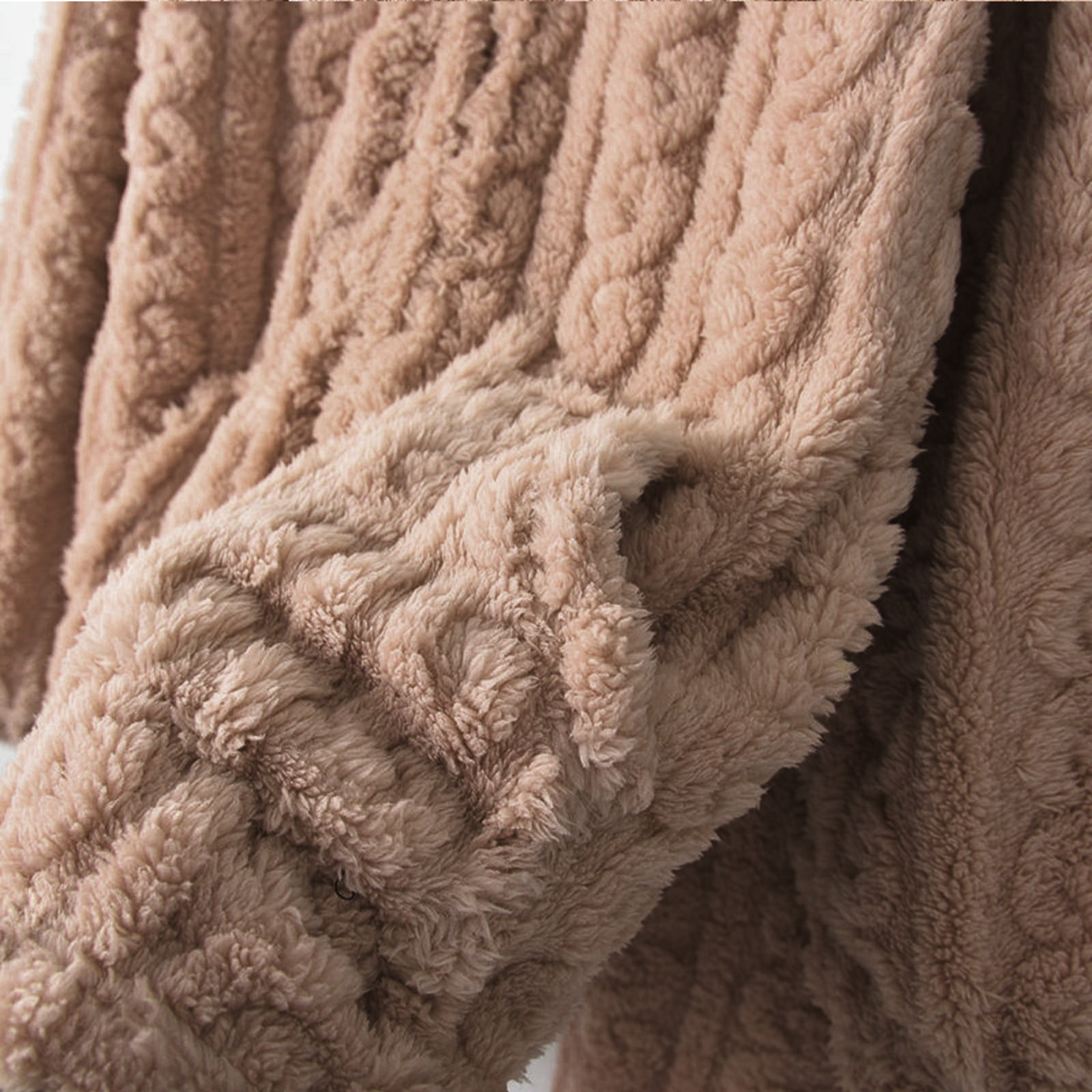Zunfeo Fleece Pajamas for Women Warm Plush Sleepwear 2 Piece Loose Pullover Fall Winter Loungewear- Khaki One Size